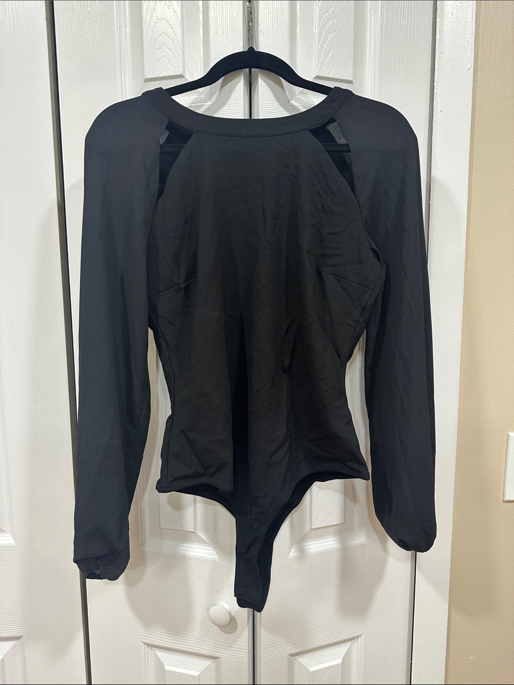 bebe Black Long-Sleeve Cutout Bodysuit